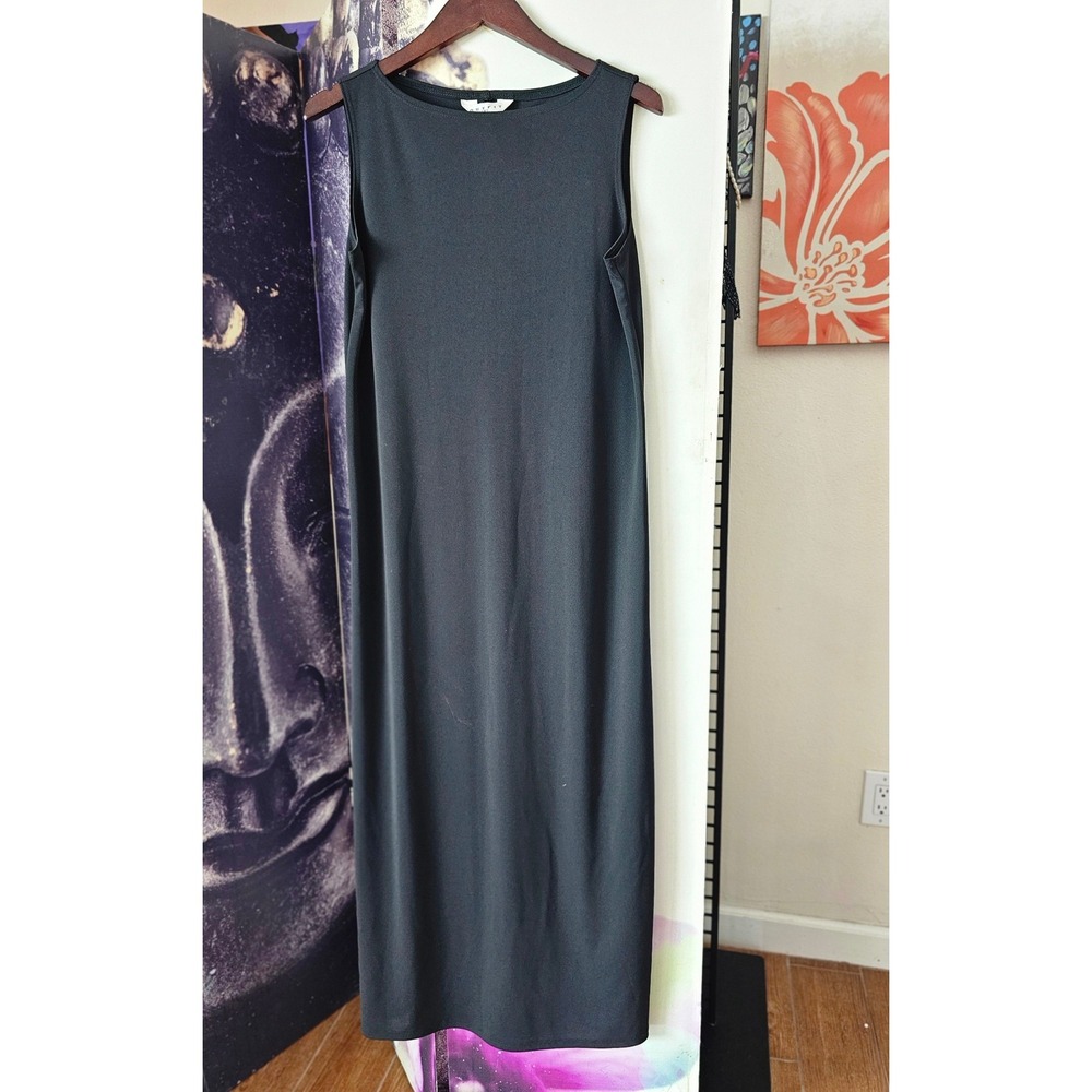 Outfit JPR Womens Black Sleeveless Round Neck Midi Shift Tank Dress Size M